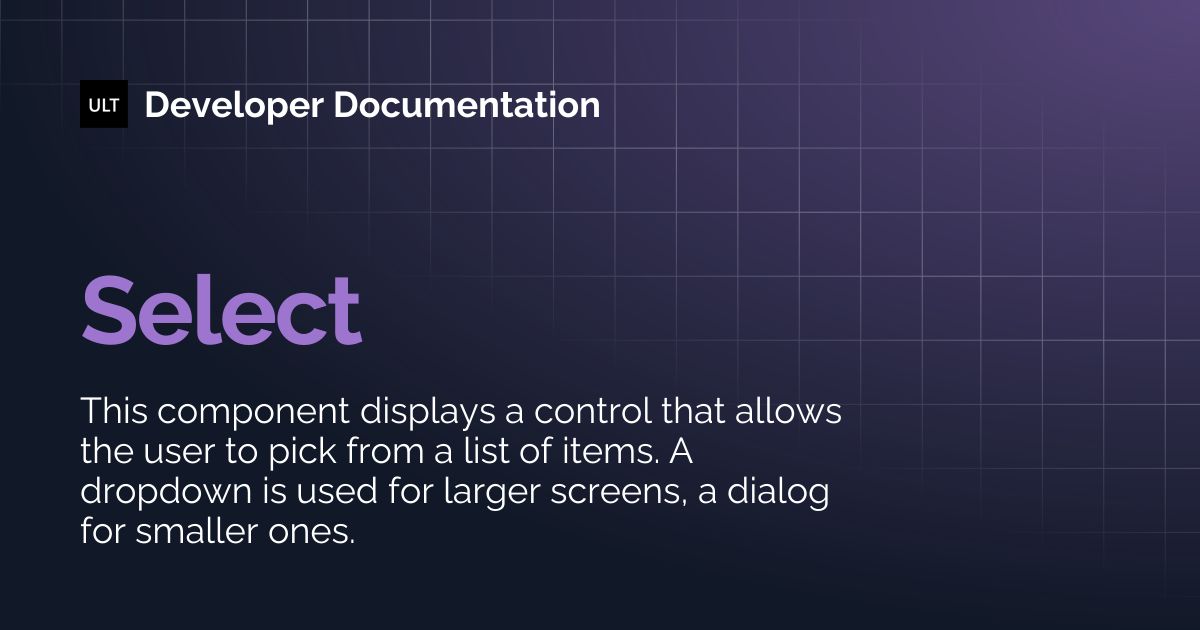 Select | Developer Documentation